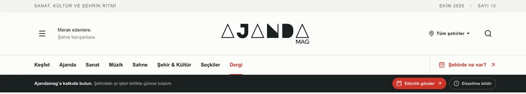 Ajandamag üst menü ve kültür kategorileri