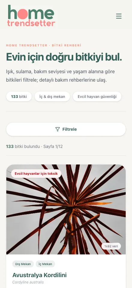 Home Trendsetter mobil: bitki rehberi