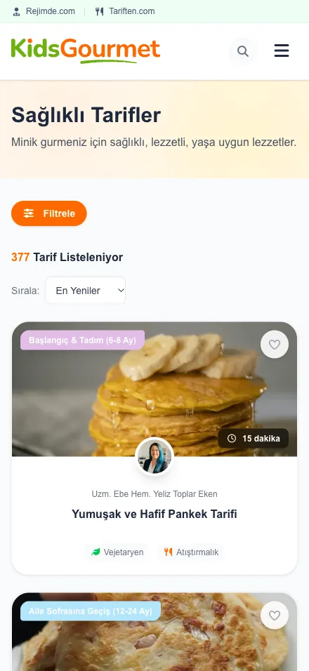 KidsGourmet mobil: yaşa uygun sağlıklı tarifler